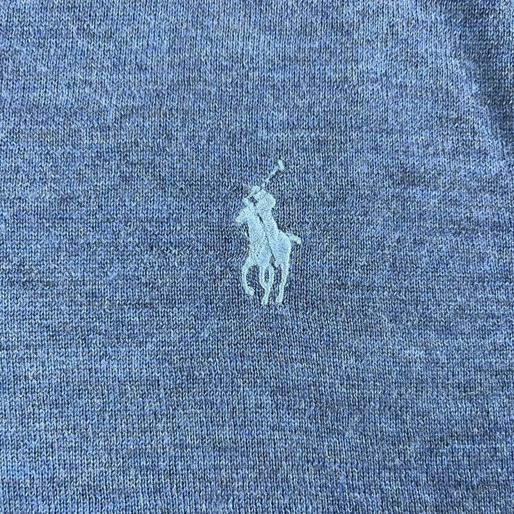 Polo Ralph Lauren Mens Large Blue Sweater Washable Merino Wool V-Neck 5730